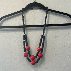 Chunky black and red beaded necklace